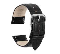 ULLCHRO Bracelet Montre Remplacer Top Cuir Véritable Bracelet de Montre Couture - 12, 14, 16, 18, 19, 20, 21, 22, 24 mm Bracelet Montre Remplacer avec Acier Inoxydable Boucle (22mm, noir)