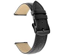 ULLCHRO Vintage Leather Watch Strap, Replacement Watch Band, Quick Release, Black Stainless Steel Buckle, Watch Strap for Men And Women, Band Width 12mm-24mm (24mm, Noir)