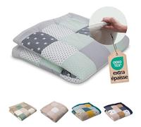 ULLENBOOM Couverture d'éveil pour bébé - 140 x 140 cm - 100 % matériaux Oeko-Tex - Fabriqué en UE - Épais et doux - Rembourré - Gris menthe - Idéal comme couverture de bébé, tapis d'éveil et