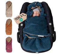 ULLENBOOM® Couverture nomade enveloppante bébé - idéale für siège auto & poussette, 0-9 mois, für l’automne und l’hiver, Velours Côtelé Pétrole
