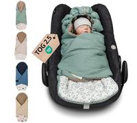 ULLENBOOM® Couverture Nomade enveloppante bébé - siège Auto & Poussette, 0-9 Mois, für l’Automne und l’Hiver, Vert Floral