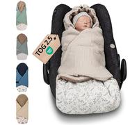 ULLENBOOM® Couverture nomade enveloppante bébé - siège auto & poussette, 0-9 mois, für l’automne und l’hiver, Floral-Sable