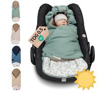 ULLENBOOM® Couverture nomade enveloppante été bébé - siège auto & poussette, Nids d‘ange, 0-9 mois, Vert Floral