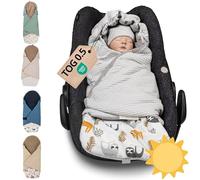 ULLENBOOM® Couverture nomade enveloppante été bébé - siège auto & poussette, Nids d‘ange, 0-9 mois, Vert Sauge-Forêt Tropicale