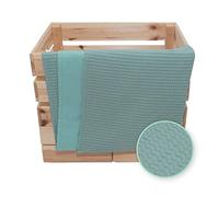 ULLENBOOM ® Couverture pour bébé 70x100 cm en vert sauge (Made in EU) - Couverture pour bébé en coton et polaire ÖkoTex, convient pour la poussette ou comme couverture de jeu, motif gaufré