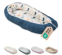 ULLENBOOM Réducteur lit bébé Baleines Bleues - 95x55 cm - Nid d’Ange bébé Öko-Tex et fabriqué dans l'UE - Motif Baleines Bleues - en Coton Douillet, Convient comme lit de Voyage ou cale bébé