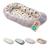 ULLENBOOM Réducteur lit bébé Paresseux Gris - 95x55 cm - Nid d’Ange bébé Öko-Tex et fabriqué dans l'UE - Motif Baleines Bleues - en Coton Douillet, Convient comme lit de Voyage ou cale bébé