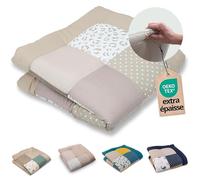 ULLENBOOM ® Tapis d’Éveil et Matelas pour Parc Bébé - Leo (100x100 cm Tapis sol bébé patchwork, Motifs étoiles, pois et vichy)