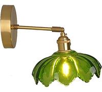 ULLGO Applique Murale Antique Pastorale Style Rétro Appliques Murales Rustiques Feuille De Lotus Abat-Jour en Verre Vert Luminaires Muraux for Salon Chambre Bureau Cuisine Loft Bar