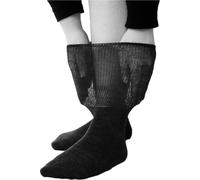 ULLMYS Lot de 2 paires de chaussettes pour diabétiques en 86 % laine mérinos - Taille confortable extra douce, bout sans couture, doublure en éponge moelleuse, gris, 43-46