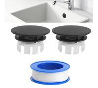Ulluthu 2 PCS Cache de Trop-Plein d'Évier et Cuivre, Bouchon Trop Plein Lavabo, Anneau de Débordement D'évier, Couvercle de Trop-Plein avec Une Bobine de Ruban PTFE pour Salle de Bain et Cuisine