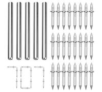 Ulluthu 700 PCS Clou à Double Tête, Clou Double Pointe pour Plinthe, Clous Sans Couture à Double Tête avec 7 Outil de Douille Spécifique à L'ongle pour Installer Plinthes Meubles (Argent)