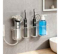 Ulluthu Support Brosse a Dent Ventouse Grand, Porte Brosse à Dents et Tubes de Dentifrice Porte-Brosse à Dents Électrique Support Brosse a Dent Electrique pour Rangement Salle de Bain (Transparent)