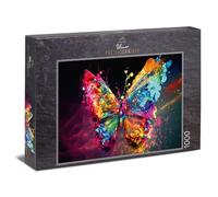 Ulmer Puzzleschmiede - Effet Papillon: Puzzle 1000 Pièces - Ailes Colorées sur Fond Anthracite - Qualité Allemande