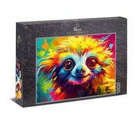 Ulmer Puzzleschmiede - Motif singe Happy Monkey - Puzzle 1000 pièces - Petit singe coloré comme puzzle animal moderne - Qualité fabriquée en Allemagne