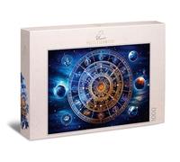 Ulmer Puzzleschmiede - Puzzle 1000 pièces astrologie - Roue d'horoscope mystique avec signes du zodiaque détaillés et planètes mystérieuses - Univers et spiritualité - Qualité fabriquée en Allemagne