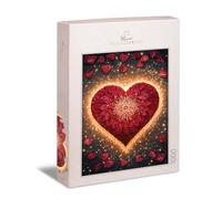 Ulmer Puzzleschmiede - Puzzle 1000 pièces Mandala en forme de cœur - Symbole d'amour dessiné avec des pétales de rose dans des lumières fines - Puzzle pour la Saint-Valentin - Fabriqué en Allemagne