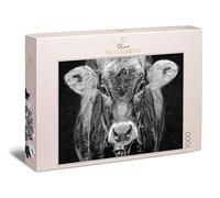 Ulmer Puzzleschmiede Puzzle « Allgäu » - Motif original de vache de 1000 pièces - Portrait de la vache sous forme de photo portrait d'animal élégant - Qualité du puzzle fabriqué en Allemagne