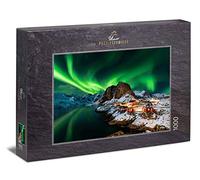 Ulmer Puzzleschmiede - Puzzle Aurore boréale - Puzzle 1000 pièces - Aurore boréale au-Dessus du Village de pêcheurs de Hamnoy, Lofoten, Norvège