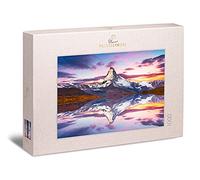 Ulmer Puzzleschmiede - Puzzle Cervin - Puzzle Montagne Classique de 1000 pièces - L'Horu Couvert de Neige dans Le Miroir de l'eau de mer - Superbe Paysage des Alpes Wallis, Zermat, Suisse