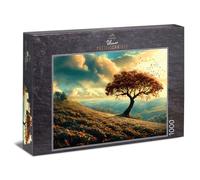 Ulmer Puzzleschmiede Puzzle de 1000 pièces « Pays d'automne » - Arbre solitaire dans le paysage d'automne avec des collines dans une lumière spéciale - Qualité du puzzle fabriqué en Allemagne