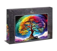 Ulmer Puzzleschmiede Puzzle de 1000 pièces « Rainbow Tree » - Arbre de vie fantastique aux couleurs de l'arc-en-ciel, sur fond cosmique lumineux - Qualité du puzzle fabriqué en Allemagne