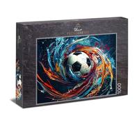 Ulmer Puzzleschmiede Puzzle de 1000 pièces « Spin » - Motif du football au design classique entouré d'une rotation spectaculaire des couleurs - Qualité fabriquée en Allemagne