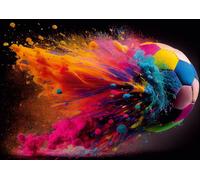 Ulmer Puzzleschmiede - Puzzle de football plein coup - Football explosif coloré comme spectacle de puzzle éblouissant - De la collection Farben & Fantasy, qualité Made in Germany