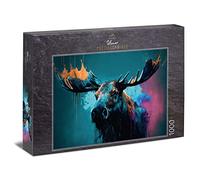 Ulmer Puzzleschmiede - Puzzle d'élan roi du Nord - Le puissant élan en puzzle abstrait de 1000 pièces - De la collection de puzzles Farben & Fantasy, qualité fabriquée en Allemagne