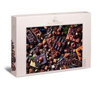 Ulmer Puzzleschmiede - Puzzle « Douce Tentation » - Puzzle Classique de 1000 pièces - Noix, chocolats et Chocolat comme Motif de Puzzle Contemporain pour Les connaisseurs
