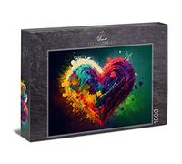 Ulmer Puzzleschmiede - Puzzle en Forme de cœur Colors of Love - Illustration de cœur colorée en 1000 pièces de Puzzle