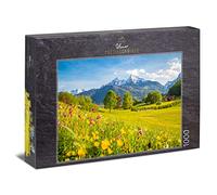 Ulmer Puzzleschmiede - Puzzle « Été de montagne » - Puzzle élégant de 1000 pièces - Vue sur les prairies florales sur le massif Watzmann dans les Alpes de Berchtesgaden, Bavière, Allemagne