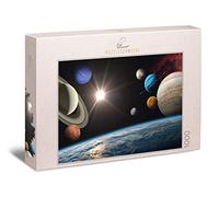 Ulmer Puzzleschmiede - Puzzle "étendues infinies" - Puzzle 1000 pièces planètes et univers - Vue animée de l'espace avec les planètes de notre système solaire, soleil et surface de la Terre