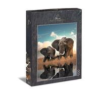 Ulmer Puzzleschmiede - Puzzle Father & Son - Puzzle éléphant Classique de 500 pièces - Puzzle sympathique éléphants africains au Bord de l'eau - Animaux & Enfants Animaux en Puzzle