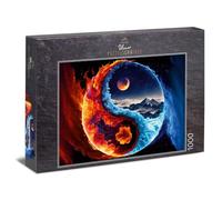 Ulmer Puzzleschmiede - Puzzle Fire and Ice de 1000 pièces - Symbole Intense du Yin Yang avec Les Forces de la Nature dans des Couleurs distinctives - Qualité du Puzzle fabriqué en Allemagne