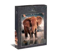Ulmer Puzzleschmiede - Puzzle Géant Rouge éléphant Impressionnant de 1000 Pièces - Le Puissant éléphant de Tsavo/Afrique dans la Savane