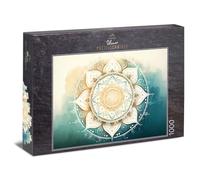 Ulmer Puzzleschmiede - Puzzle mandala aquarelle 1000 pièces - Motif mandala blanc fin dans le style des couleurs d'eau douces - Qualité supérieure - Fabriqué en Allemagne