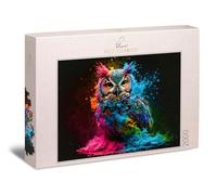 Ulmer Puzzleschmiede - Puzzle « Oiseau de nuit coloré » - Motif chouette en puzzle de 2000 pièces - Motif de la collection « Couleurs et fantaisie »