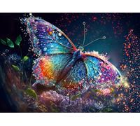 Ulmer Puzzleschmiede - Puzzle papillon Rosée du matin - Puzzle de 2000 pièces avec contours irisés en filigrane - Papillon fantaisie - Qualité fabriquée en Allemagne