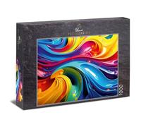 Ulmer Puzzleschmiede - Puzzle Rainbow Water de 1000 pièces - Jeu de couleurs puissant composé de vagues de couleurs entrelacées de style arc-en-ciel - Expérience de puzzle originale fabriquée en