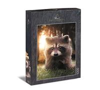 Ulmer Puzzleschmiede - Puzzle « raton laveur cherche un ami » - Motif animal adorable comme puzzle de 1000 pièces - Le joli petit raton laveur abrite un papillon et lui donne une sensation chaleureuse