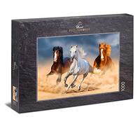 Ulmer Puzzleschmiede - Puzzle Reines du désert: Puzzle 1000 pièces - De puissants Chevaux Arabes en Course dans Le désert