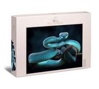 Ulmer Puzzleschmiede - Puzzle « Rêve de serpent » - Puzzle classique de 1000 pièces - Photo d'animaux mysthiques avec motif de serpent excitant - La vipère bleue est un puzzle pour les puzzles avancés
