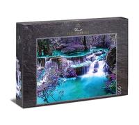 Ulmer Puzzleschmiede - Puzzle « Secret Place » - Puzzle classique de 500 pièces - Puzzle d'une cascade nocturne aux couleurs mystérieusement vives dans un endroit caché en Asie