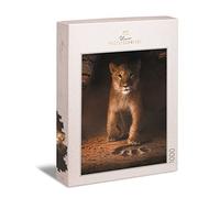 Ulmer Puzzleschmiede - Puzzle Simba - Le Petit Lion est Un Puzzle Classique de 1000 pièces - Le Mignon bébé Lion Souhaite Marcher comme Support de Tronc dans de Grands Pieds