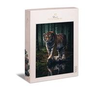 Ulmer Puzzleschmiede - Puzzle « Souverain de la forêt sombre » - Le majestueux tigre de Sibérie traverse la nuit - Puzzle tigre de 1000 pièces pour adultes - Puzzle fabriqué en Allemagne