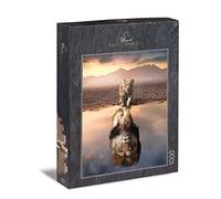 Ulmer Puzzleschmiede - Puzzle "Spieglein, Spieglein" - Puzzle visionnaire de 1000 pièces avec un personnage animal créatif - le petit lion à la grande confiance en soi découvre sa nature sauvage