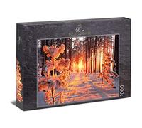 Ulmer Puzzleschmiede - Puzzle "Sun d'hiver" - Puzzle classique de 1000 pièces de saison - Paysage de neige dans notre maison - rayons chauds du soleil, lumière et ombre dans la forêt d'hiver froide