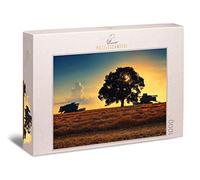 Ulmer Puzzleschmiede - Puzzle Temps de la récolte - Puzzle Classique de 1000 pièces avec Motif agricole - Les moissonneuses-batteuses travaillent dans Le Champ de blé au Soleil couchant
