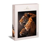 Ulmer Puzzleschmiede Puzzle The Big Three - Imposant motif chat prédateur avec tigre, lion et léopard - Puzzle animal 1000 pièces avec les grands chasseurs - Puzzle de qualité supérieure fabriqué en